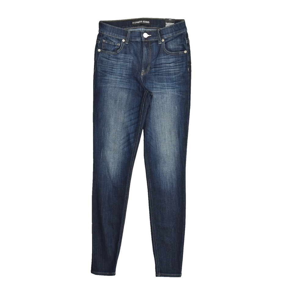 Express Jeans Women's Size 4R High Rise Legging Dark Wash Denim Blue Skinny Stre